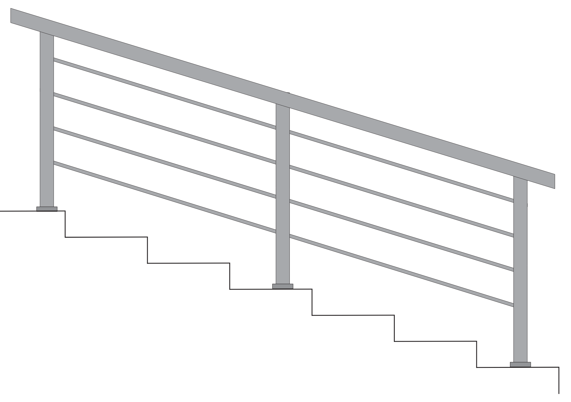 GUARDA CORPO COM CABO DE AÇO EM ESCADA (TUBO 50X50)