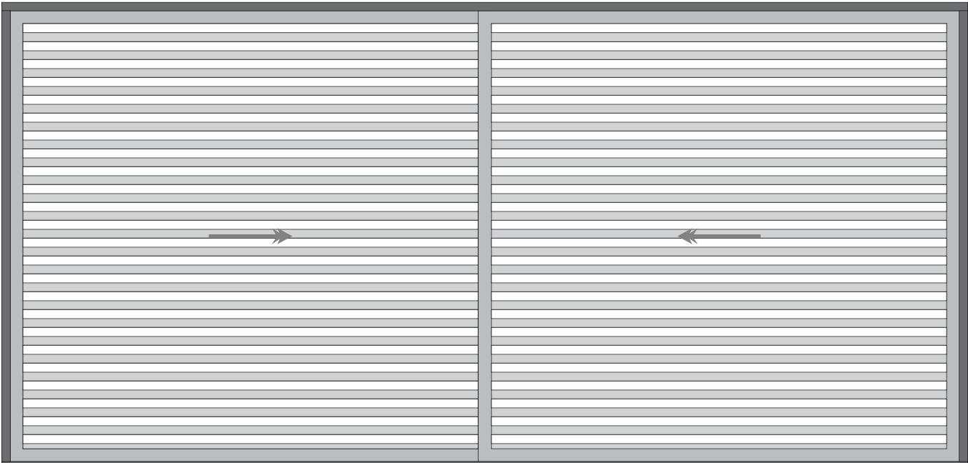 PORTÃO DE CORRER 2 FOLHAS FILETADO HORIZONTAL ESPAÇAMENTO 1 CM