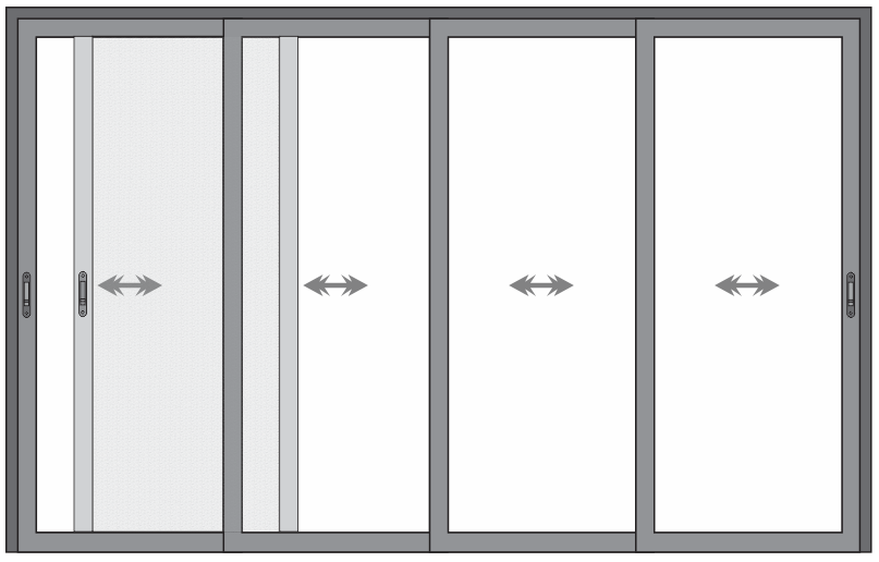 PORTA 4 FOLHAS DE VIDRO 1 TELA MOSQUITEIRA TRILHO COGUMELO