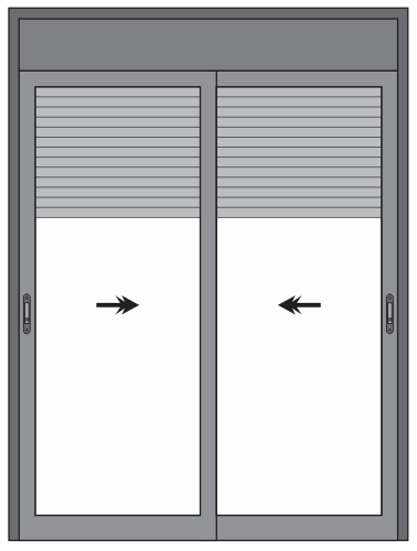 PORTA 2 FOLHAS PERSIANA INTEGRADA AUTOMÁTICA COM TRILHO COGUMELO