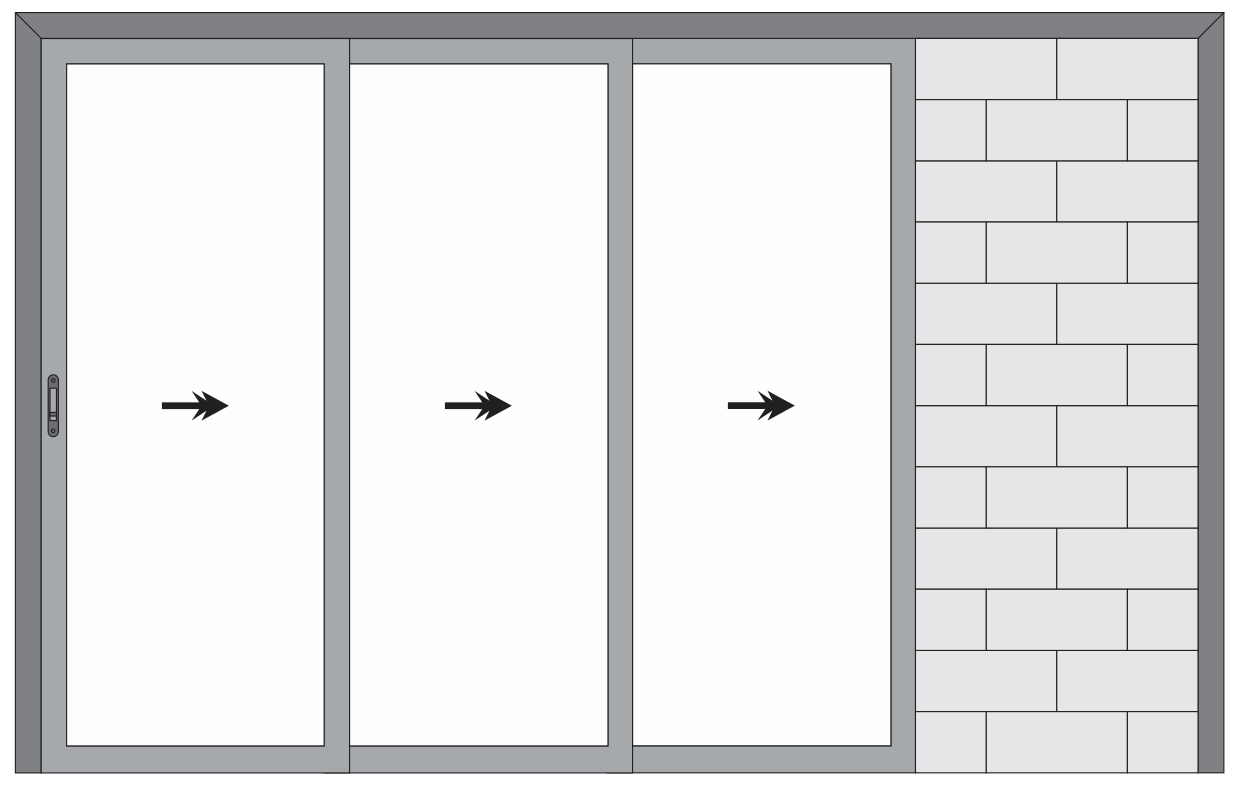 PORTA 3 FOLHAS DE VIDRO POR FORA DO VÃO