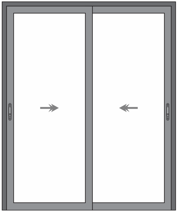 PORTA 2 FOLHAS DE VIDRO COM TRILHO COGUMELO