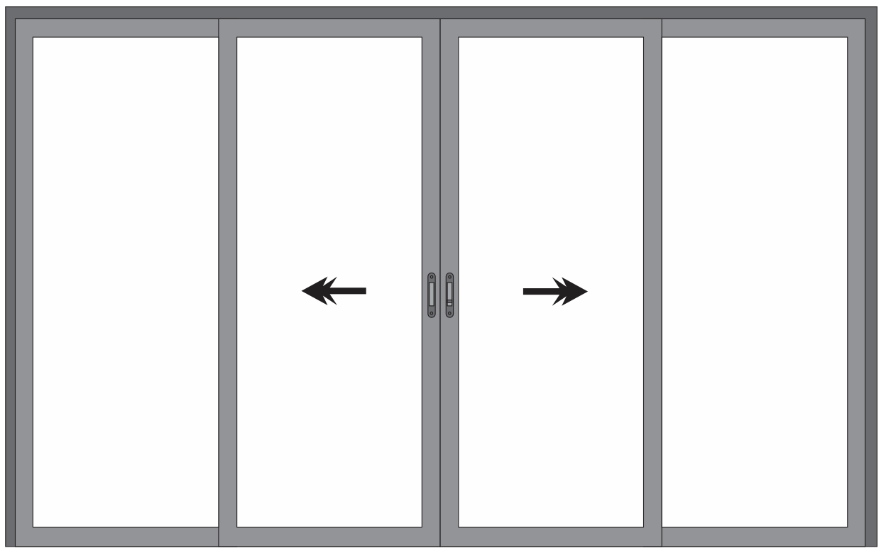 PORTA 4 FOLHAS DE VIDRO TODAS MÓVEIS